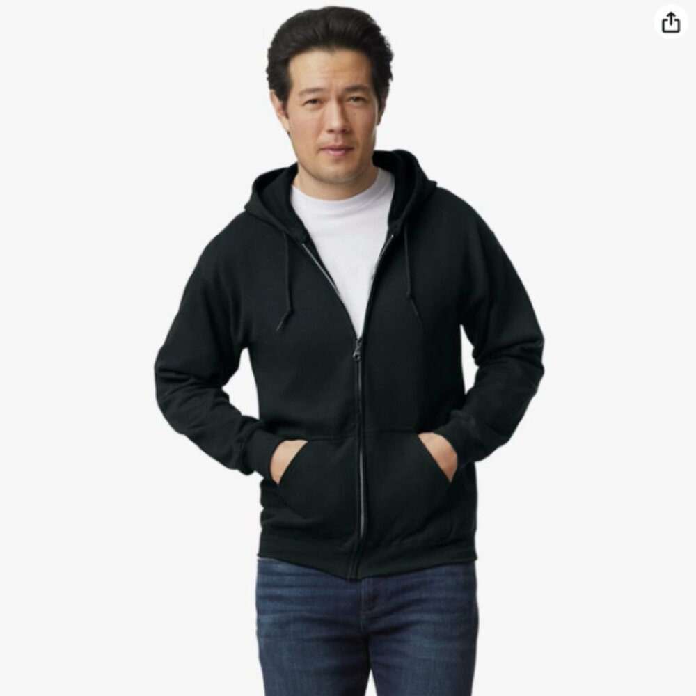 Gildan Adult Fleece Zip Hoodie Sweatshirt, Style G18600 - Black - Large